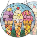 9.84 Inch Stained Glass Window Hanging Ice Cream Cone Sun Catchers Handmade Decorative Sun Catchers for Windows Hanging Stain Glass Decoration for Decor Garden Outdoor Indoor Window Decor Gift by Unknown