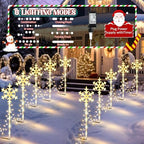 10 Pcs Christmas Snowflake Pathway Stake Lights for Outdoor Yard, 370 Bright LEDs Waterproof Large Christmas Snowflake Light Decoration for Garden Lawn Driveway Walkway Decor (Warm White) - Image 3