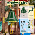 Green Iron Hanging Outdoor Dining Bell, Classic Playground Color - Image 3