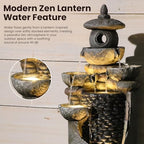 Tankana Zen Tiered Rock Water Fountain Outdoor, Stone Look Cascading Indoor Waterfall Fountains with Built-in Warm LED Lights, Japanese Tabletop Fountain for Patio Balcony Yard Meditation Decor - Image 5