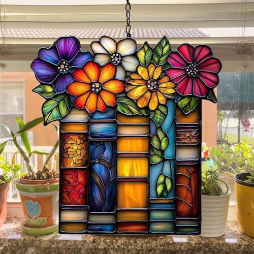 Flower and Books Acrylic Suncatcher - Image 4
