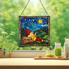 Gnome Stargazing Stained Glass Suncatcher – Square Hanging Window Panel for Home, Garden, Nursery, Halloween, Christmas, Memorial Day – Whimsical Glass Art Gift for Gnome Lovers co5w02 - Image 2