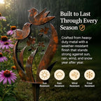 Rustic Bird & Flower Metal Garden Stake, Yard Art Gift, 17.71in - Image 3