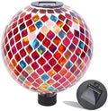 VCUTEKA Solar Gazing Ball, 10" Mosaic Glass Garden Globe Outdoor Decor, Red by VCUTEKA