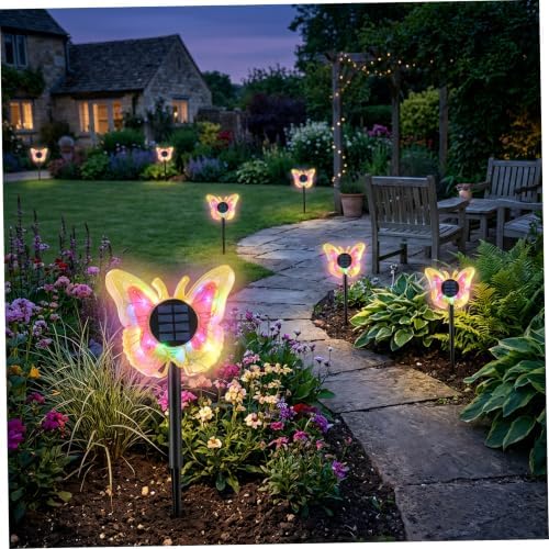 Decorative Garden Stakes, 2-Pack Butterfly Solar Lights for Outside, Yellow - Image 6