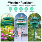 Daoeny Bird Bath for Outside, 42In Vintage Freestanding Birdbaths for Outdoors, Double Metal Bird Bath Feeder Bowls for Garden Patio Yard Lawn Decor, Upgraded 5-Pronged Base (Green) - Image 5