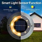 4Pack Solar Garden Lights,AMZSTAR 8 LED Solar Ground Lights Disk Lights Outdoor Solar Landscape Lights,Waterproof Solar Lights Decoration Light for Yard Deck Lawn Patio Pathway Walkway (Warm White) - Image 3