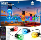 300FT RGB+IC Outdoor String Lights, Dimmable Shatterproof LED Bulbs, IP67 Waterproof DreamColor Chasing Lights, Multicolor Dynamic Lighting for Patio Balcony Garden & Outdoor Living Area Decoration by Beizelte