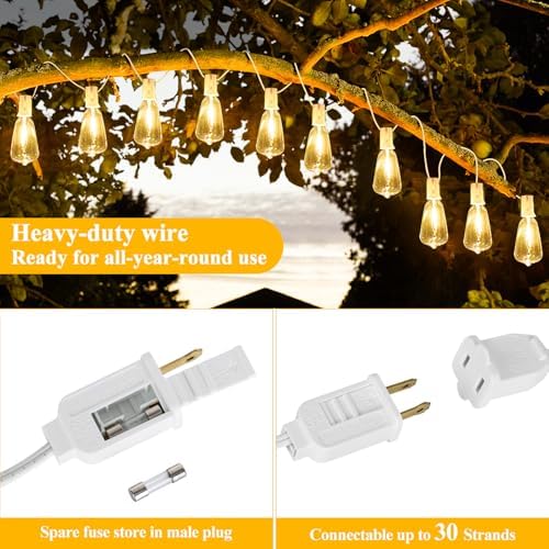 Brightever 50FT LED String Lights 27 Bulbs Outdoor Waterproof Dimmable - Image 6