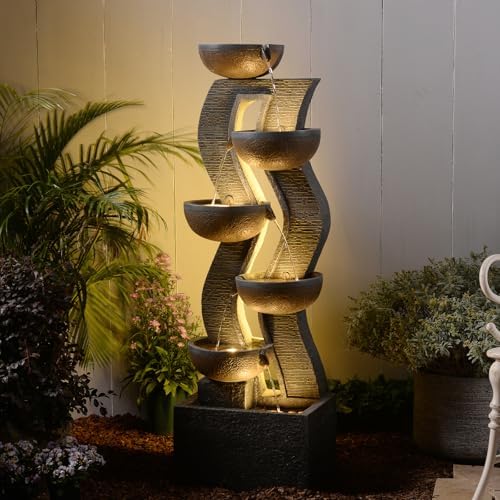 Bumilgar 52.8 Tall Modern Curved Garden Water Fountain Outdoor - Image 4