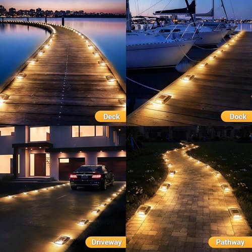 Solar Dock Lights Outdoor 16 Pack, IP68 Waterproof Driveway Lights, Warm - Image 5
