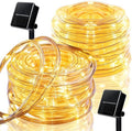 Solar Rope Lights Outdoor Waterproof 2 Pack, 66ft 200 LED Warm White String Lights with 8 Modes, Flexible Clear Tube Fairy Lights Auto On/Off for Garden Patio Fence by Rirool