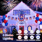 QITONG Red White and Blue Solar String Lights, 2 Pack Each 66ft 200 LED 4th of July Lights Outdoor Waterproof, 8 Modes Green Wire Patriotic Led Lights for Independence Memorial Day Decor - Image 4