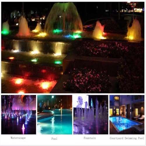 Recessed Underwater Light - Submersible RGB Light, 12V/220V with Remote Control Spotlights, IP68 Waterproof Stainless Steel Pond Lighting, Underwater Landscape Decorative(9w(220V)) - Image 7