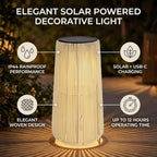 Luocute Solar Lantern Outdoor, IP44 Rainproof Rattan Decorative Light with Vintage Style for Garden Patio Yard, Grandma Hanging Solar Lights Outdoor Handwoven Rattan Garden Decor (Trapezoid White) - Image 6