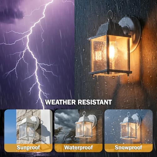 LIT-PaTH Outdoor Wall Light Fixture, Aluminum Glass, White, 2 Pack - Image 4