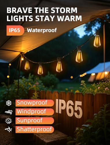 Outdoor Patio String Lights: 150Ft 45M Outside Waterproof Light - Remote Dimmable ST38 Shatterproof Bulb Connectable Hanging Outdoor Electric Lighting - Backyard Yard Gazebo Porch Party - Image 3