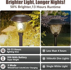 BEAU JARDIN 8 Pack Solar Pathway Lights White+Color Changing Stainless Steel 3 Mode Outdoor Multicolor Metal Solar Powered Waterproof Glass for Garden Landscape Path Yard Walkway Driveway Bronze - Image 6