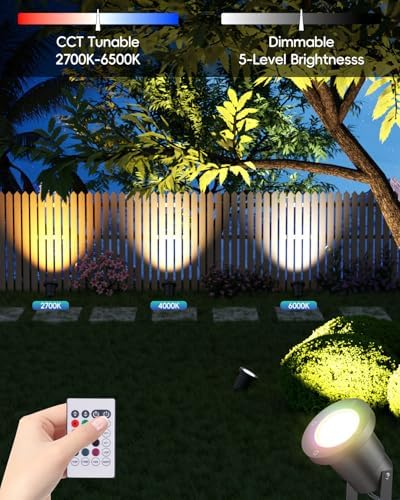 12V RGB Pond Light Underwater, RGB+CCT Tunable 2700K-6500K MR16 LED Bulb with Remote Control, Submersible for Ponds, Waterfalls, Fountains, Well Light, Low Voltage Yard Landscape Lighting - Image 5