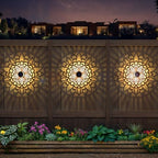4 Pack Solar Fence Lights Metal Solar Powered Outdoor Wall Deck Step Lights Mandala Theme Waterproof Fence Light for Garden Post Patio Backyard Yard Decor, Gardening Gifts for Women Mom Grandma - Image 2