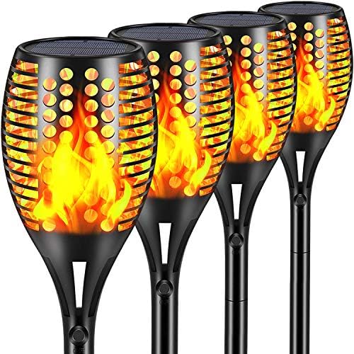 Solar Torch Lights Outdoor, Waterproof Dancing Flame Lights for Garden Patio Decor - 4 Pack, Large by Fitybow