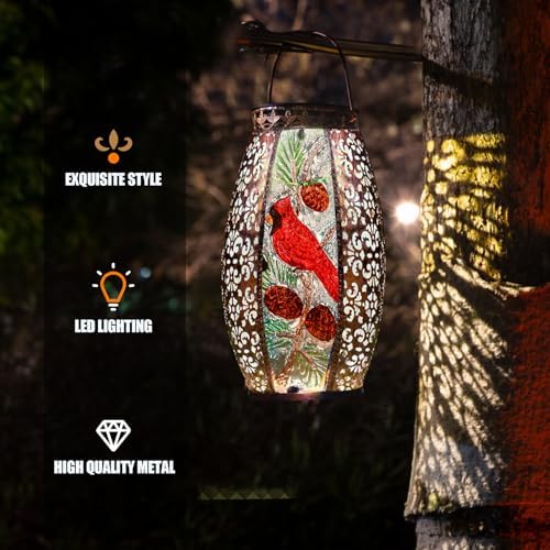 Hummingbird Solar Outdoor Lantern Decorative Waterproof Large Metal Hummingbird Solar Lights Garden Decor Sympathy Gifts for Loss of Mom/Dad/Loved One-Memorial Lantern - Image 2