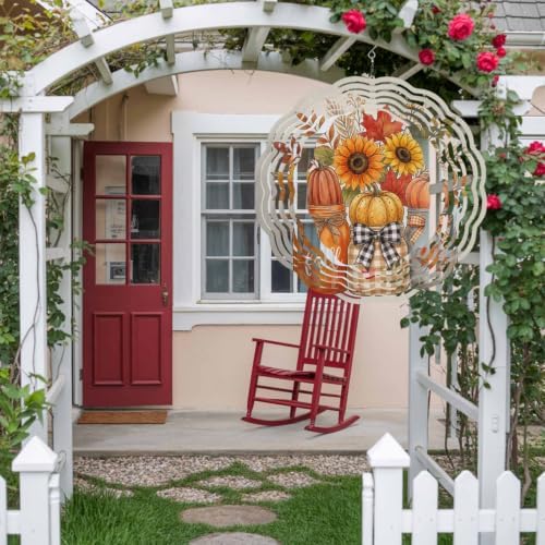 10 Inch Bottle Pumpkins Fall Wind Spinner for Yard and Garden,Thanksgiving Harvest Sunflowe Maple Hanging Ornaments Outdoor 3D Kinetic Wind Sculpture Spinners Indoor Outdoor Patio Décor Gift - Image 4