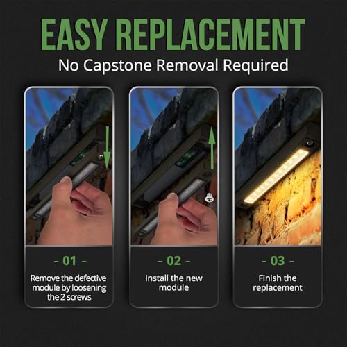 GKOLED 4-Pack Replaceable 6.8" LED Hardscape Lights, Low Voltage Retaining Wall Light, Paver Wall Hardscape Lighting, Outdoor Landscape Step Lights, 12VAC/DC 1.5W 2700K, Die-cast Aluminum Housing - Image 2