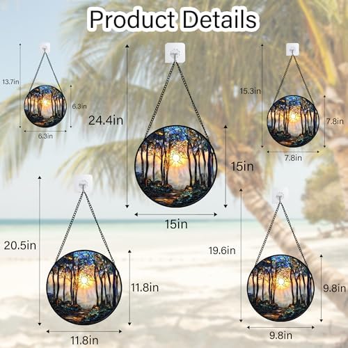Sunrise Forest Path Stained Glass Window Hanging Suncatcher Gifts 12" - Image 5