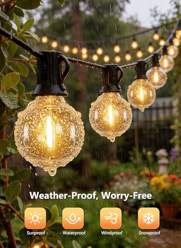 Brightown Outdoor String Lights, 100FT Shatterproof LED Patio Lights with 46 Dimmable Plastic G40 Bulbs, 2700K Waterproof Connectable Hanging String for Backyard, Cafe, Porch, Deck, Home Decor - Image 3