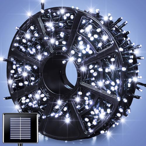 JMEXSUSS 600 LED Solar Christmas Lights, 206.7ft Solar String Lights, White by JMEXSUSS