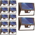 vighep 12 Pack Solar Fence Lights Waterproof, Motion Sensor Deck Lights Outdoor, Cold White LED Outside Lamp Wireless for Wall Yard Steps Stairs Garden - Brown by Vighep