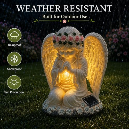 YODY Solar Garden Statues Outdoor Decor Angel with LED Light - Image 3