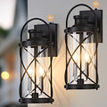 20inch Large Dusk to Dawn Outdoor Wall Lights Fixtures, Waterproof Exterior Lighting Fixtures with Photocell Sensor,Vintage Black Metal Cage Lantern Outside Lights for Porch Patio House Garage（2 Pack） by OKELI