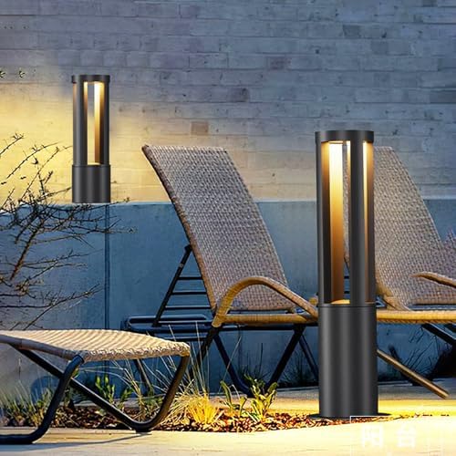 Landscape Path Light Waterproof Bollard Lighting Modern Outdoor Cylindrical Path Light Waterproof Driveway Lamps Hare Wired Landscape Lighting Outside 3000K LED Bollard Lamp For Garden Yard Patio Lawn - Image 3