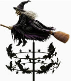 Halloween Witch Wind Spinner, 47" Metal Garden Stake with Rotating Spinning Wheels, Flying Witch Silhouette Art Decor, Spooky Outdoor Lawn Ornament for Halloween Patio Garden Pathway - Image 6