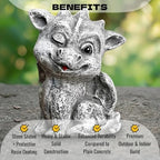 OLOMA Blinking Little Dragon Concrete Statue Outdoor Handcrafted Garden Decor Cement Gargoyle Statue Outdoor Rustic Ornament Fantasy Creature Sculpture Patio Yard Lawn Gothic Garden Decor - Image 5