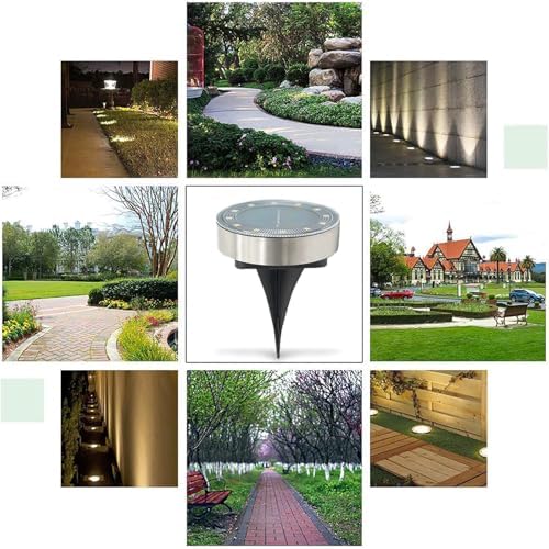 4 Pack Solar Ground Lights Outdoor, 12 LED Solar Disc Lights IP68 Waterproof Flat Solar Lights, Pathway Lights Garden Lights In-Ground Landscape Lights for Yard Lawn Patio Pathway Driveway Lighting(Or - Image 7