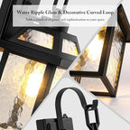 BesLowe 2-Pack Dusk to Dawn Outdoor Wall Lights with Water Ripple Glass - Image 5