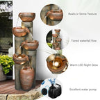 Hamiedun 5 -Tier Water Fountain Outdoor Decor, Large Waterfalls Fountains for Outsides with LED Lights, Indoor and Outdoor Fountain for Garden, Patio, Deck, Porch, Backyard and Home Art Decor - Image 4