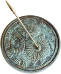Rome 2302 Flowers Sundial, Solid Brass with Verdigris Highlights, 10-Inch Diameter by ROME