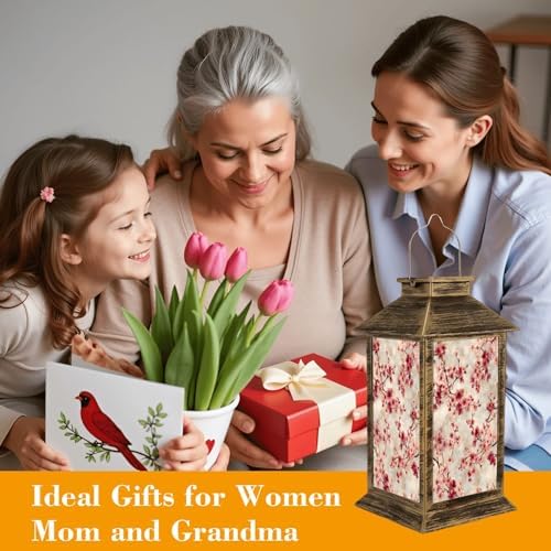 Solar Lantern Outdoor Waterproof Oriental Cherry Tree Blossom Rice Paper Garden Decor LED Hanging Solar Lights Tabletop Lamp Gifts for Women Mom Outside Yard Patio Porch - Image 4
