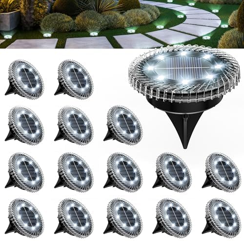 PATIOWIN 16 Pack Small Solar Ground Lights, Garden Lights Cool White by PATIOWIN