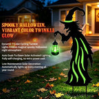 Halloween Decorations Outdoor,Metal Yard Witch Stake with Solar Lantern - Image 4