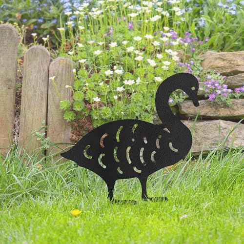 Swan Metal Garden Stake Decorative, Elegant Bird Design Silhouette Statues for Yard Art, Outside, Patio, Outdoor Decor, Garden Decorations, Lawn Ornaments - 20" Black - Image 5