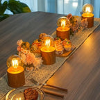 JHY DESIGN Set of 4 Wood Grain Table Lamp 6.5" Tall Cordless Lamp Light with Edison Style Bulb and 6 Hours Timer Battery Operated Lamp Great for Living Room Weddings Parties Patio Indoors Outdoors by JHYDESIGN
