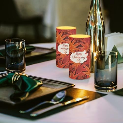 Camo Maple Leaves Battery Operated Flameless Candles with Color Changing Timer Remote Control LED Candles Flickering Dining Table Lights for Indoor Outdoor Home Decorations - Image 4