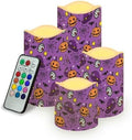Jack O Lantern Pattern Flameless Candles with Remote Timer Battery Operated Candles with Flickering Flame Color Changing Pillar Candles Light Halloween Party Outdoor Home Table Decor by Uorisanigo