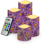 Jack O Lantern Pattern Flameless Candles with Remote Timer Battery Operated Candles with Flickering Flame Color Changing Pillar Candles Light Halloween Party Outdoor Home Table Decor by Uorisanigo