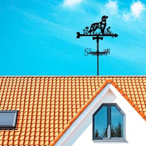 Dog Weathervane Metal Wind Vane Animal Flowers Garden Art Decoration Direction Sign Indicator Stake Mount Ornament for Patio Lawn Farmhouse Yard Roof Outdoor - Image 6